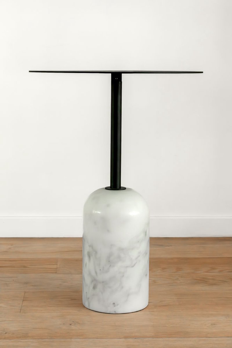 VLHOME Nordic moderne marmeren bijzettafel 40⌀ x 55H zwart- wit