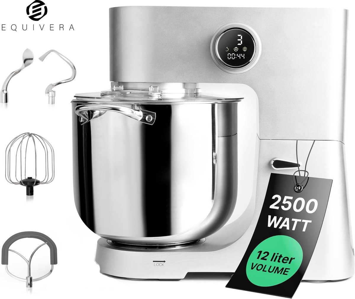 Equivera Deegmachine - Kneedmachine - Deegmixer - Keukenmixer - Keukenmachine