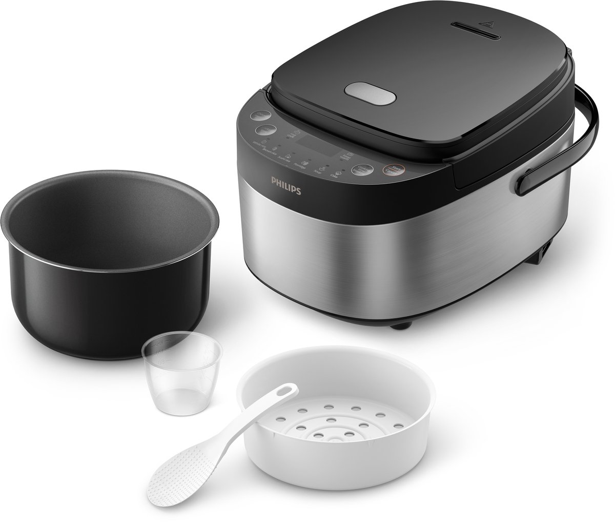 Philips 3000-serie Minirijstkoker HD3093/80 - 0.85 L - 8 programma's - Zwart/Zilver