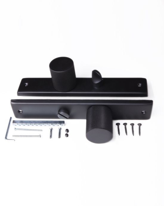 CeraniQ- Thor-Poignée de porte WC noire sur bouclier avec serrure WC -