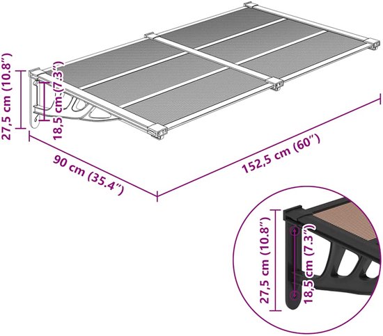 Veranda van polycarbonaat met uv-bescherming 15,8 m² antraciet MATHILDA