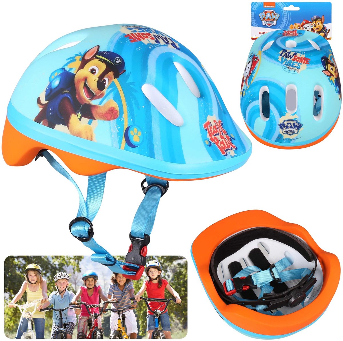 Paw Patrol Chase Marshall Kleurrijke fietshelm voor kinderen, jongens , verstelbaar 44-48 cm