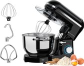 KitchenBrothers Keukenmachine - Keukenrobot - 6,2L - Mixer met Mengkom - Keukenmixer - 2000W - Zwart