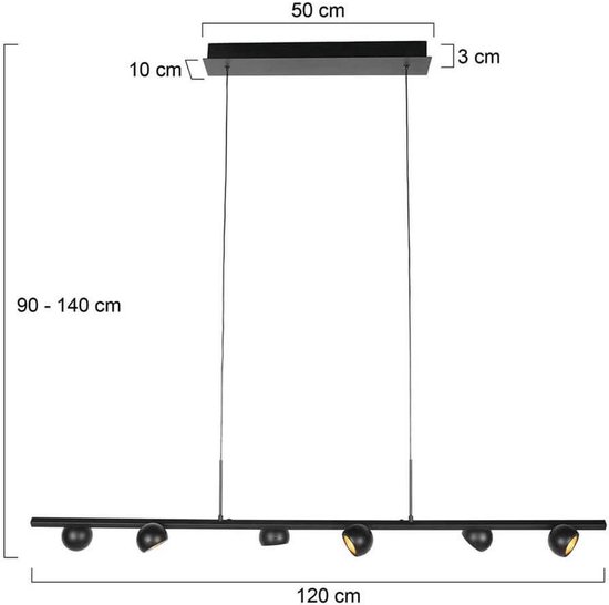 Lampe à suspension design noire moderne Marcadore | 6 LED lumineuses