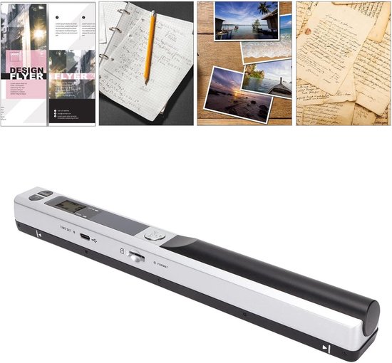 Youool Mini draagbare A4-scanner, handscanner USB beeldscanner kleur scannen op 900 dpi A4 draagbare documentscanner in JPG/PDF-formaat (Scanner 16GTF-kaart