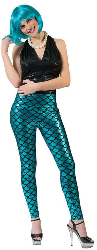 Blauwe zeemeermin legging voor vrouwen - Verkleedattribuut
