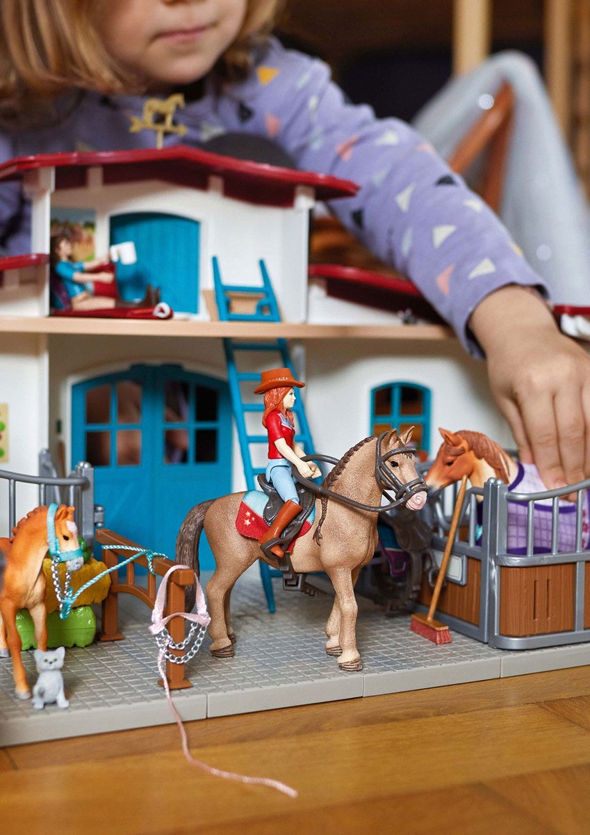 schleich HORSE CLUB - Manege - Kinderspeelgoed - Paarden Speelgoed - Paardenstal, 3 Paarden en 2 Speelfiguren - 115 onderdelen — afbeelding 11