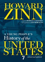 Boekcover van "A Young People's History of the United States" door Howard Zinn. Drie jongeren kijken omhoog.