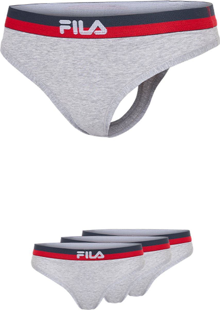 FILA - Gekleurde Waistband Urban String | 3-Pack | Damesstring | Maat S - Grijs