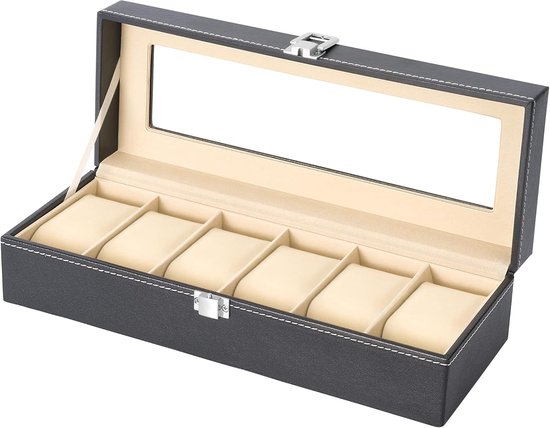 SLEEKEE 2 Stuks Horlogedoos, PU Lederen Horlogegeschenkdoos Herenhorloge Tentoonstellingsstandaard Horlogeopbergdoos Geschikt Voor De Meeste Horloges Bruin Rood 3619167254