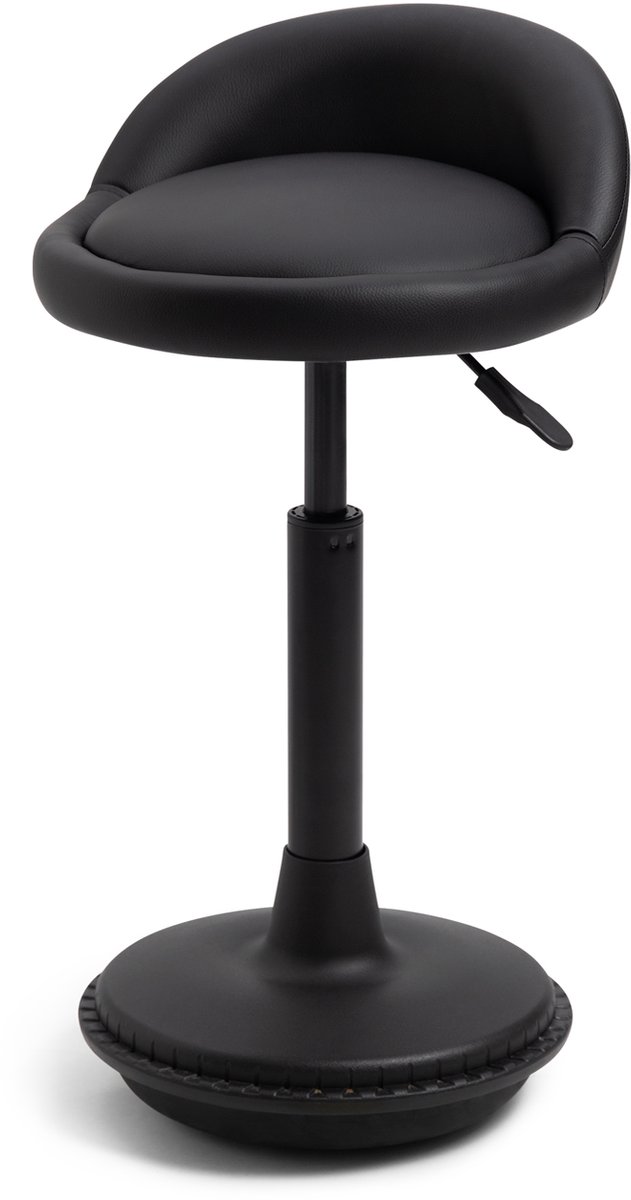 Wobblez® Settle Wiebelkruk met rugsteun - in hoogte verstelbare bureaukruk van 40-60 cm - Zwarte zitting Zwart frame