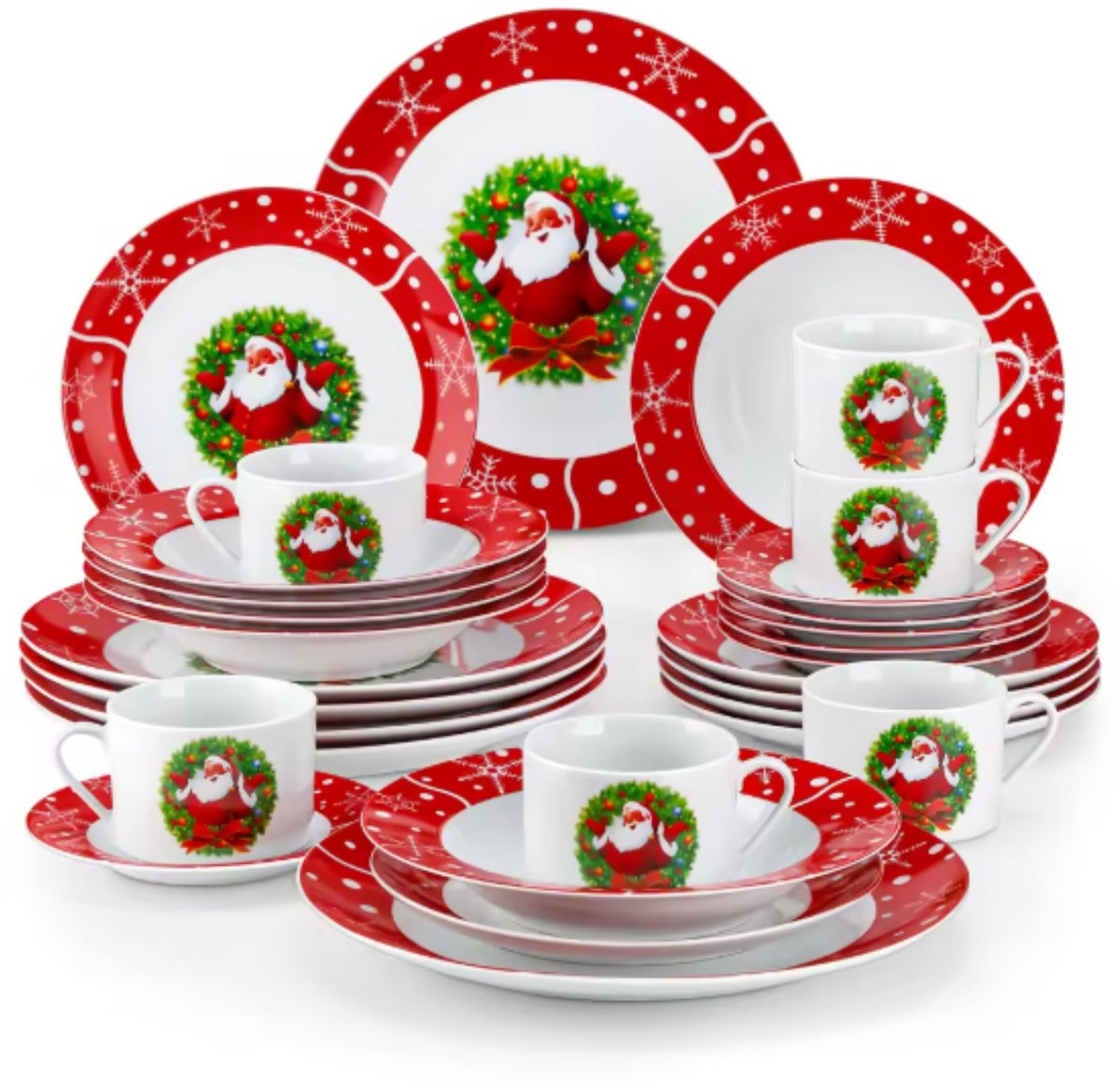 Kerst Serviesset – 6 persoons – Kerst 30 delig – Keramisch – Eetborden – Breakfast Plates