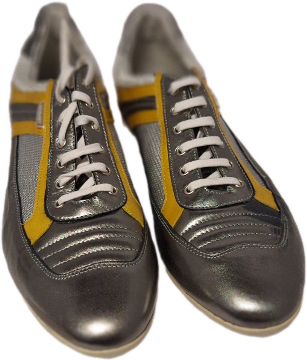 HORNET by Botticelli- SNEAKER-OSLO-ACCIATO-LEER-SILVER/YELLOW-40
