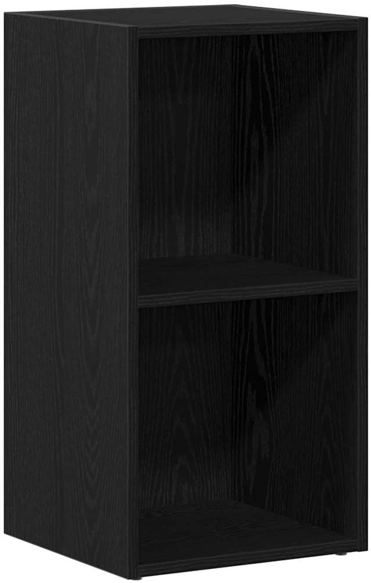 vidaXL - LP - Opbergbox - 71x34x36 - cm - spaanplaat - zwart - eikenkleurig