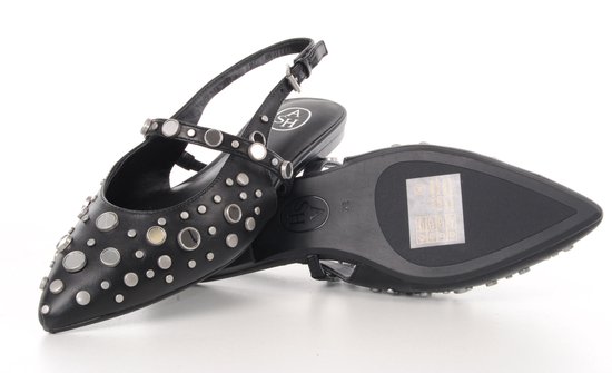 Escarpins à bride arrière Brenda d'Ash Italia en cuir noir avec clous