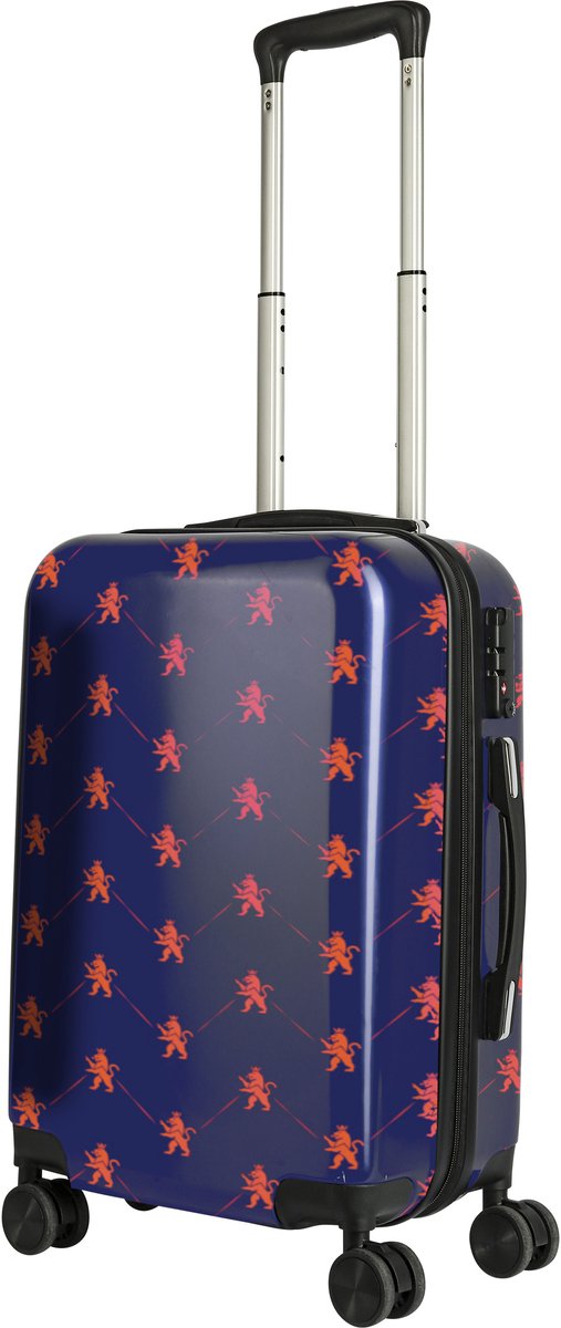 O. leo - Handbagage koffer met TSA cijferslot - 54x34x20 cm - 35 liter - Blauw & oranje leeuwenprint - Trolley reiskoffer met wielen