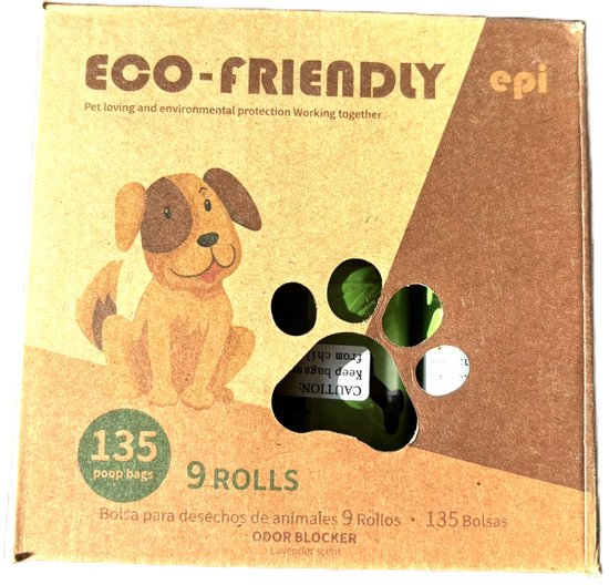 Sacs à crottes de chien - très résistants - biodégradables - au parfum de lavande - boîte de 9 rouleaux