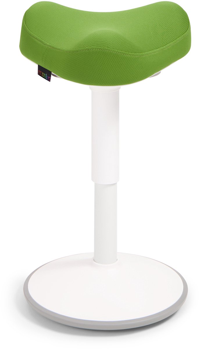 Wobblez® Soothe Wiebelkruk met Zadel - in hoogte verstelbare zadelkruk van 45-65 cm - Groene zitting Wit frame