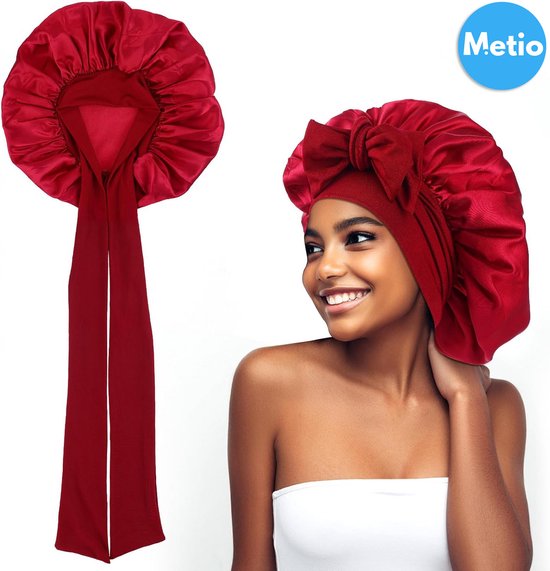 Satijnen slaapmuts, bonnet, nachtmuts, verstelbare, zijdezachte haarmuts met elastische band, voor dames en meisjes, 2 stuks, L-XL