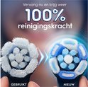 Vergelijking van een gebruikte en nieuwe Oral-B iO opzetborstel. 'Vervang nu en krijg weer 100% reinigingskracht'.