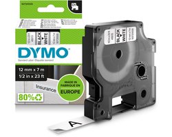 DYMO originele D1 labels | Zwarte Tekst op Wit Label | 12 mm x 7 m | Zelfklevende etiketten voor de LabelManager labelprinter | gemaakt in Europa