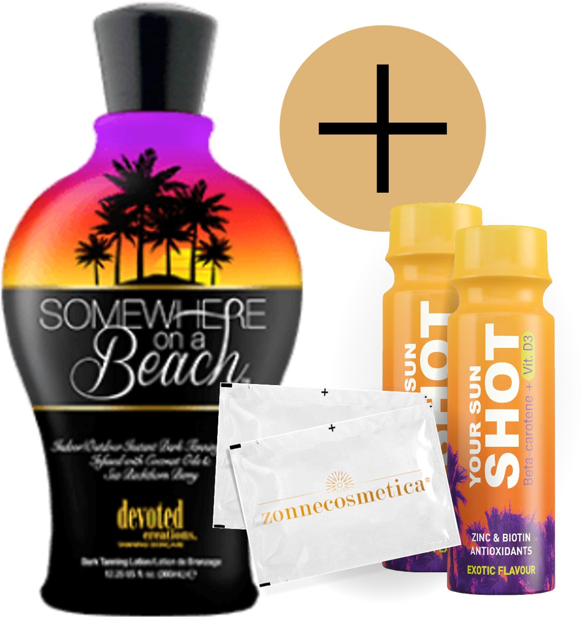 Devoted Creations - Somewhere on a Beach + 2 Your Sun Shots + 2 Verfrissingsdoekjes