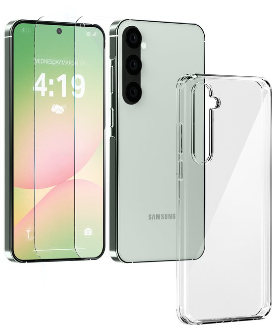 Hoesje geschikt voor Samsung A56 Transparant - 2x Samsung A56 screenprotector - beschermglas screen protector- Anti Shock hoes case
