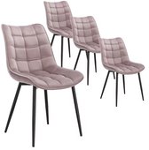 Chaises de salle à manger J&R - Table à manger - Chaise baquet - Bureau - Set de 2 - Blauw/ Grijs/ Wit - Motif à carreaux