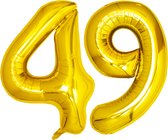 Folie Ballon Cijfer 49 Jaar Goud Verjaardag Versiering Helium Cijfer Ballonnen Feest versiering Met Rietje - 86Cm