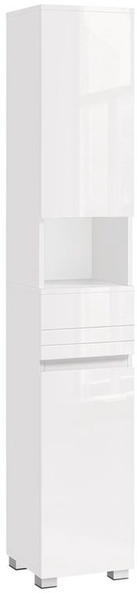 Homesy Badkamerkast - Hoog Badkamermeubel - Badkamermeubel 30 x 30 x 170 cm met verstelbare planken - wit