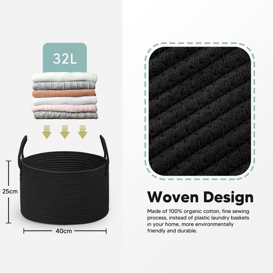 Gevlochten Katoenen Mand Geweven Touw Opbergmand Voor De Babykamer - Grote Mand Voor Babykamer Mand Voor Speelgoed En Kleding Boho Wasmand Voor Woonkamer 399 X 429 Cm Woonkamer Opbergbox