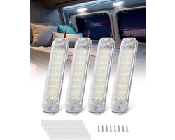 12V Interieur LED Lichtbalk, 36 LEDs Binnenverlichting Strip Licht met Aan/Uit Schakelaar voor Auto Camper Van Bus Caravan Boot Keuken Badkamer Bar, 6000K, 4 Stuks
