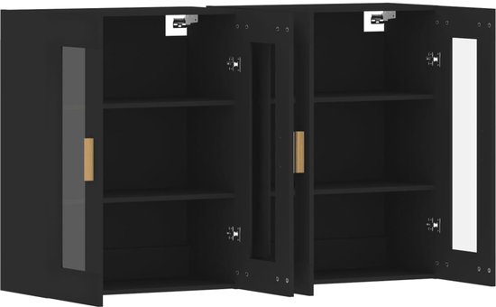 vidaXL Armoires suspendues 2 pcs Bois fini Noir - Armoire Armoires murales murales - Armoire suspendue - Armoire suspendue