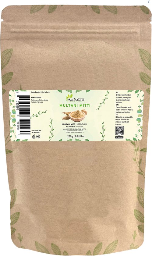 Multani Mitti Klei – 100g | 100% Natuurlijk & Chemicaliënvrij | Voor DIY Gezichtsmaskers, Haarmaskers, Lichaamsmaskers, Scrubs, Zeep, Anti-Aging & Huidversteviging