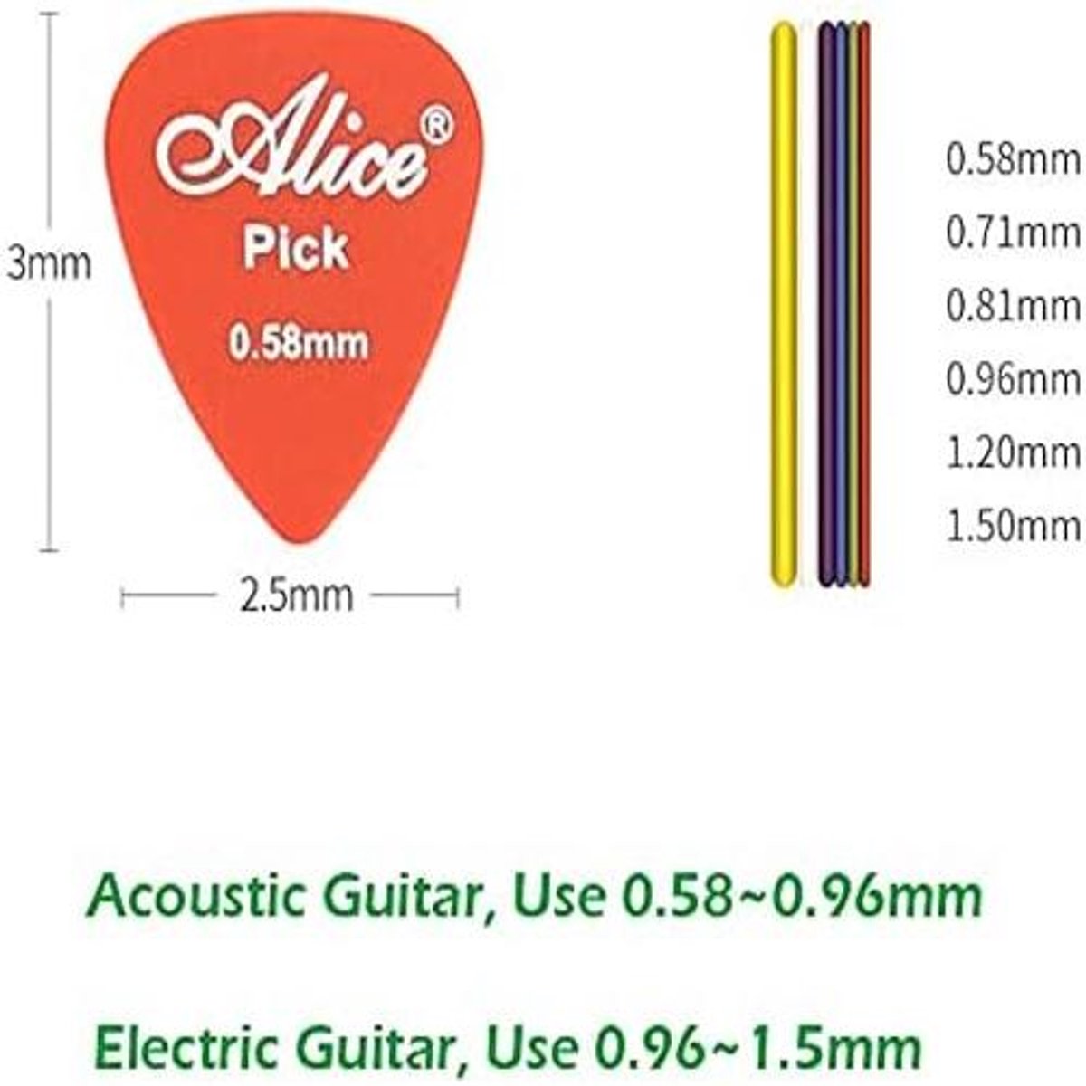 null 30-delige Gitaarplectrums Set – 6 diktes, 30 stuks thumbnail 2