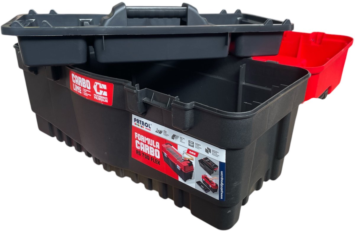Patrol Carbo Line Gereedschapskist – 57×27×33 cm – 3‑laags Toolbox – Kunststof – Compact & Stevig
