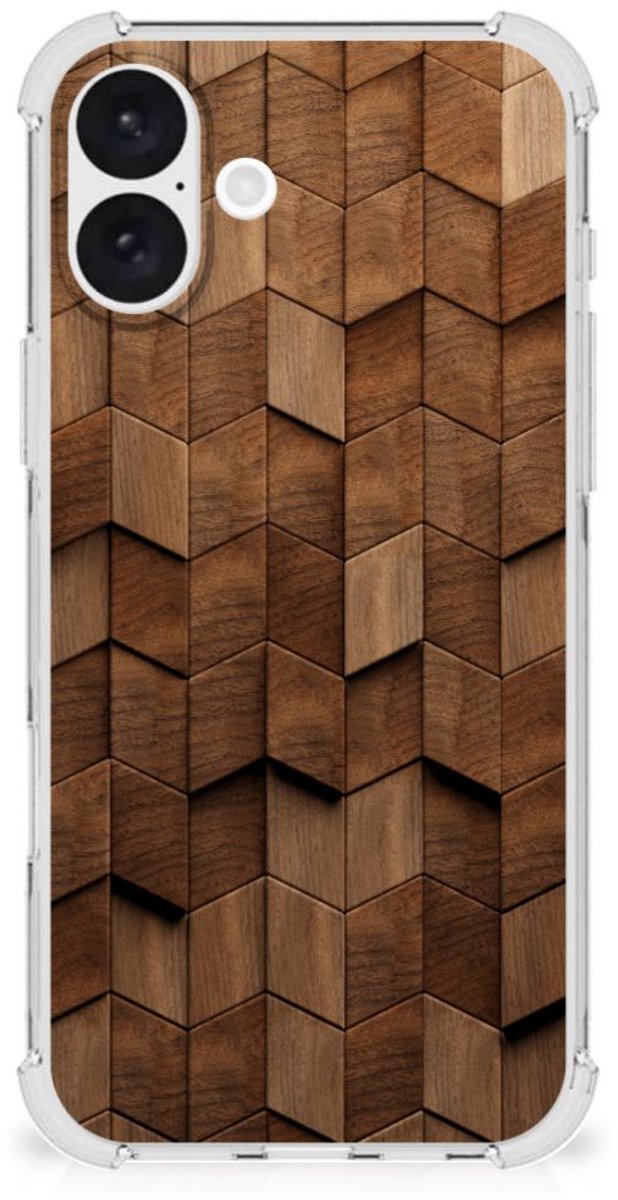Stevig Telefoonhoesje voor iPhone 16 Plus Wooden Cubes