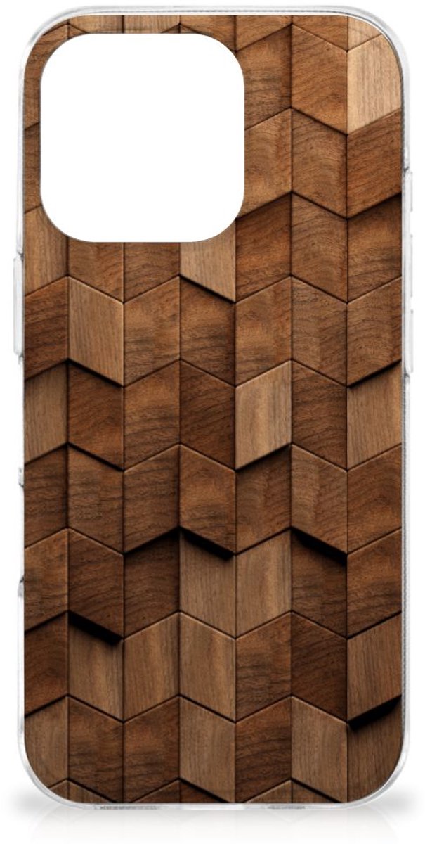 Bumper Hoesje voor iPhone 16 Pro Wooden Cubes