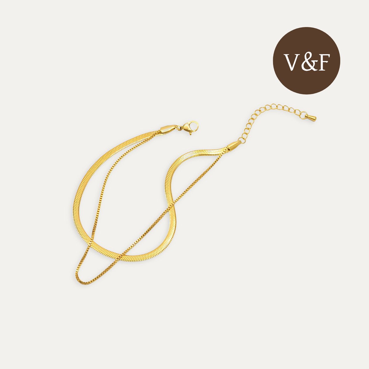 V&F Enkelbandje - Enkelbandjes dames - Enkelbandje Goudkleuring - Sieraden