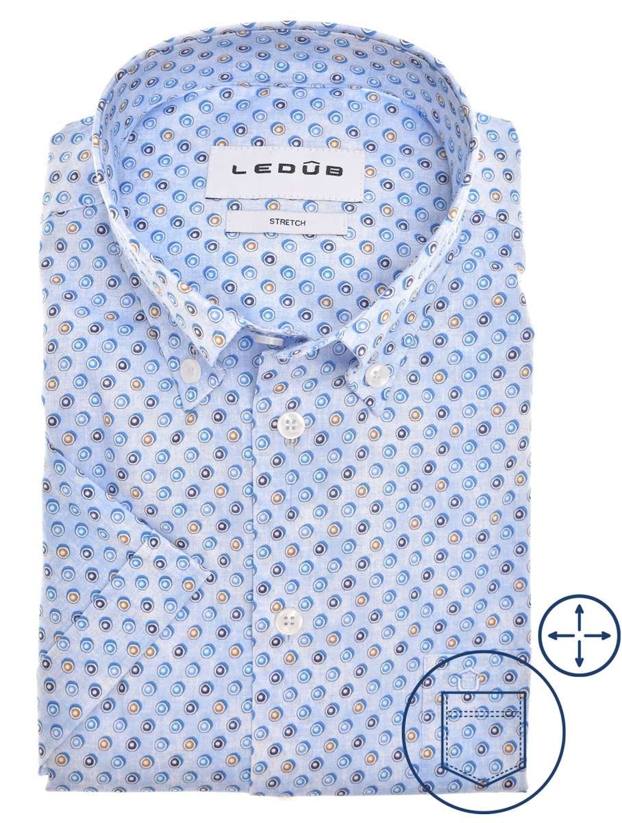 Ledub overhemd korte mouw blauw