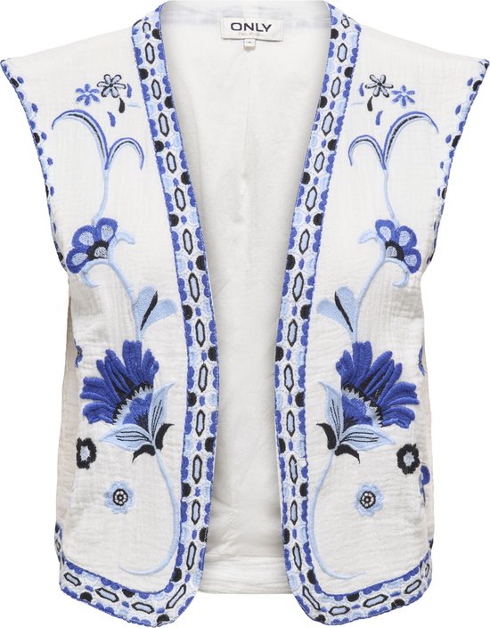 Only Gilet Onlthyra Life Sl Emb Vest Wvn Cs 15320211 Cloud Dancer/w Blue Tones Emb Dames Maat - XS