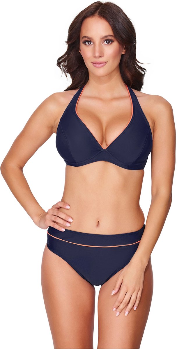 Merry Style Antie Dames Bikiniset – Top – Slip – Marine/Oranje – 75F/38 - MS-VO-BORNEO-nnn