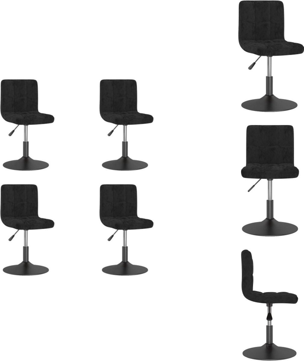 vidaXL - Eetkamerstoelen - draaibaar - 4 - st - fluweel - zwart