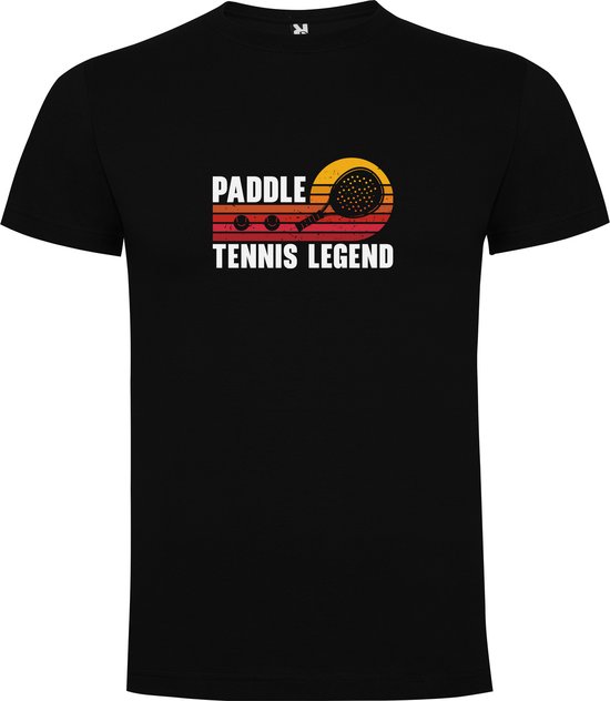 Zwart T-Shirt met Kleurrijke print “ Paddle – Tennis – Legend – Sport – Padel “ Print Full Color Maat 3XL