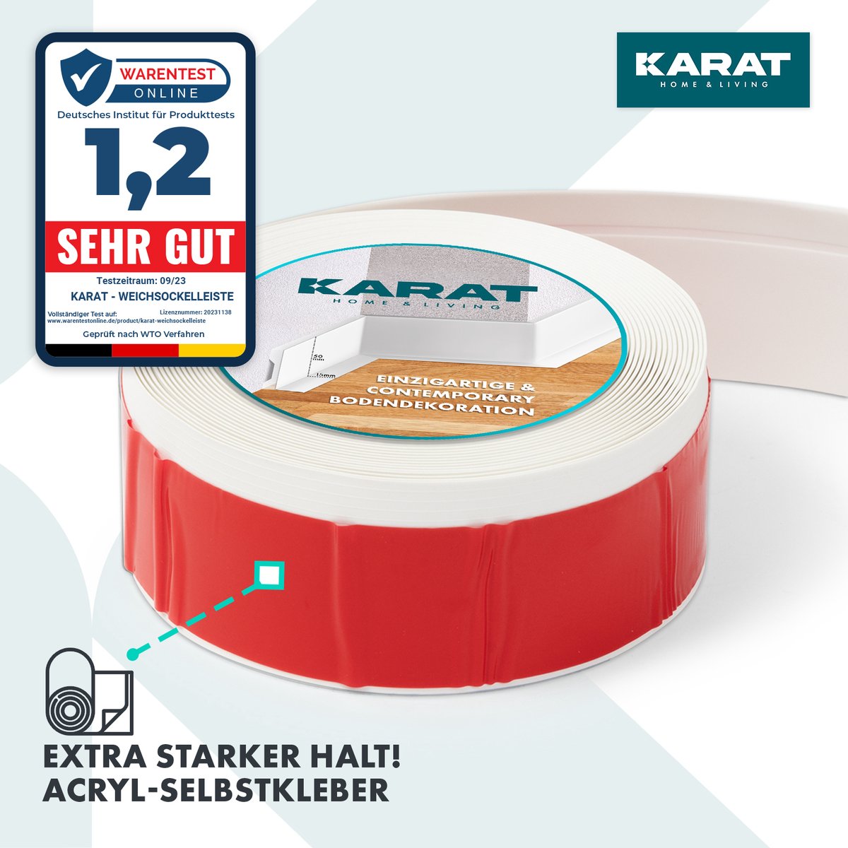 FLOORDIREKT Oslo Plint - Op maat Gezaagd & Zelfklevend - Stevig - Acryl - Wit - 10 m