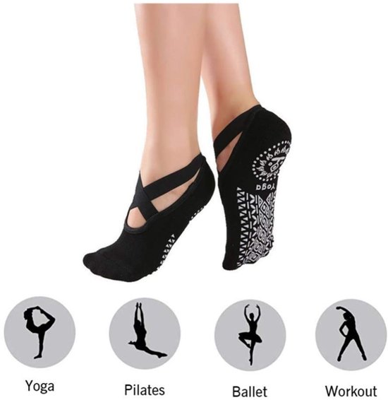 Antislip yogasokken voor dames, sokken met vijf tenen en antislipstrips voor pilates, ballet, dans, oefeningen en fitness (2 paar, maat 35-39) - rood van Merkloos — afbeelding 4
