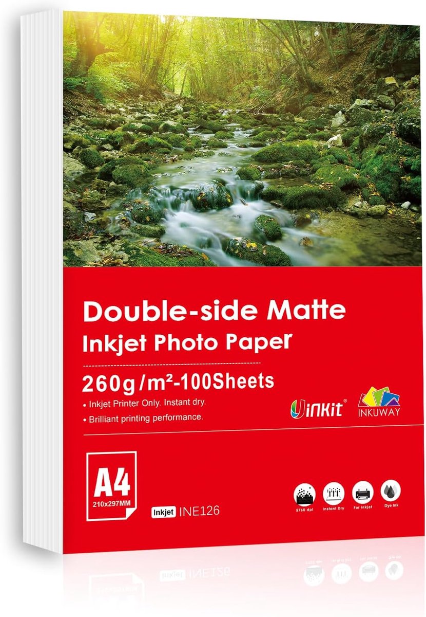 Zwaargewicht A4 Mat Fotopapier - Dubbelzijdig Afdrukbaar voor Inkjetprinters - Perfect voor Brochures en Foto's