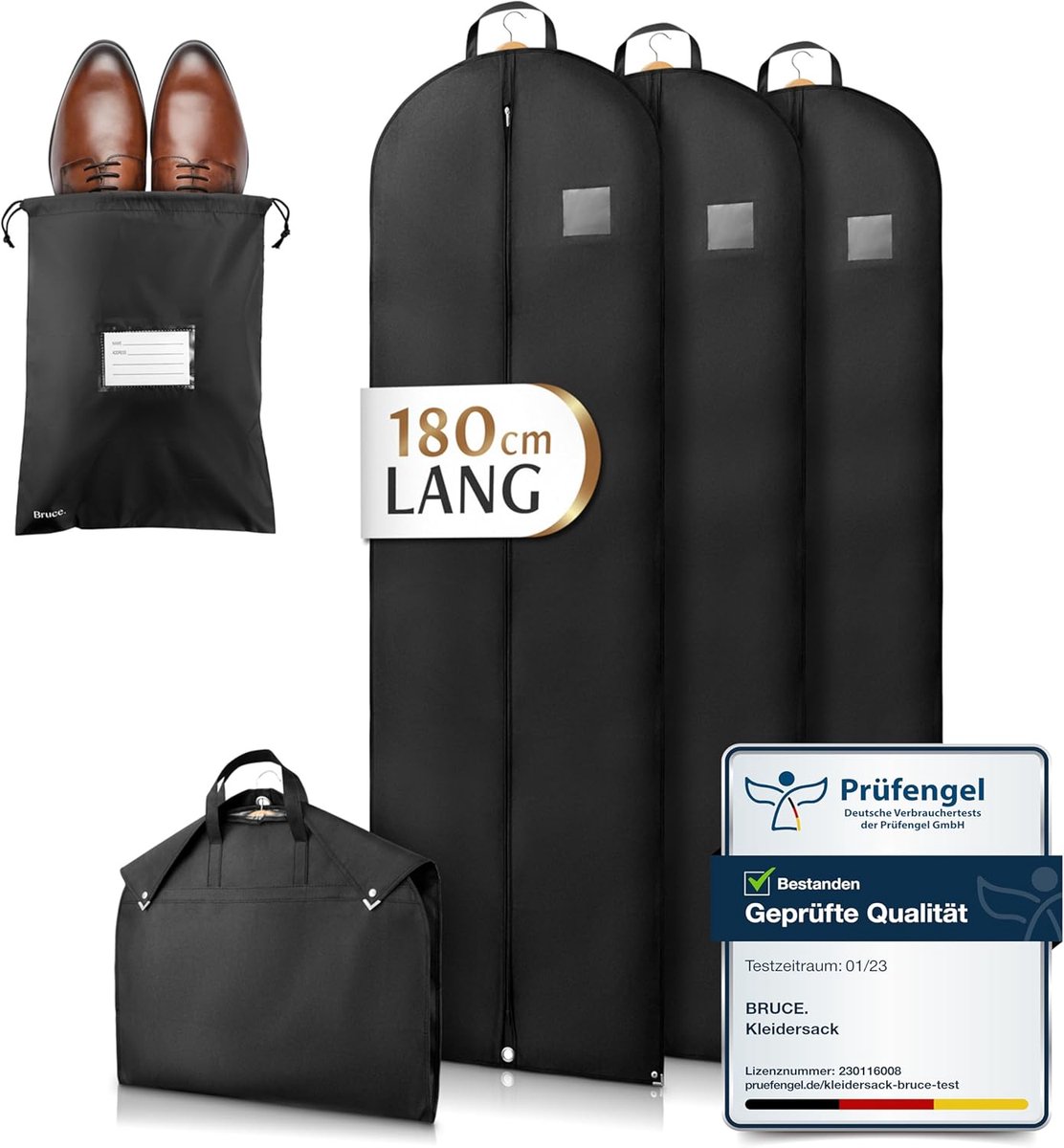Premium Kledingzak en Schoenenzak voor Bescherming en Transport van Kleding - 3 Stuks, 180x60cm