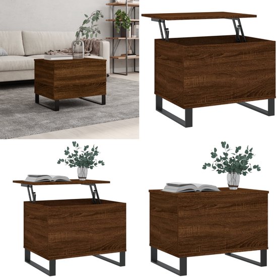 Salontafel 40x40x43 cm bewerkt hout bruineikenkleurig kopen
