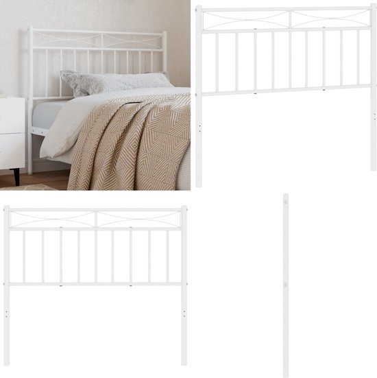 vidaXL Hoofdbord 80 cm metaal wit, hoofdbord bed, hoofdbord metaal, hoofdeinde, hoofdeinde bed, achterwand bed, bedhoofd, achterbord bed